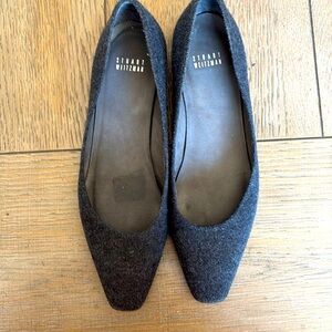 Stuart Weitzman felt square toe pumps